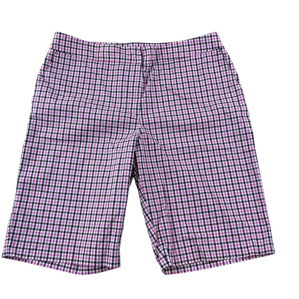 Jones New York Womens Plaid Bermuda Short Women 16 Pink Country Club Golf Resort